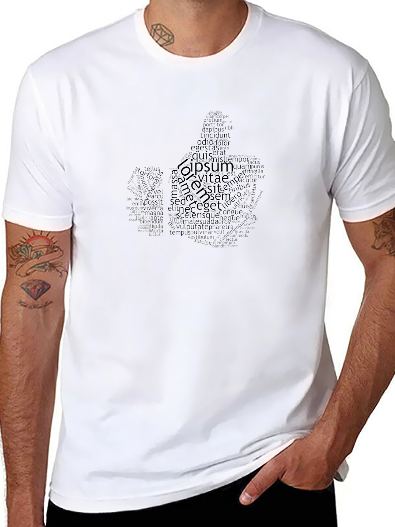 Mens Black T-Shirt with Text Graphic