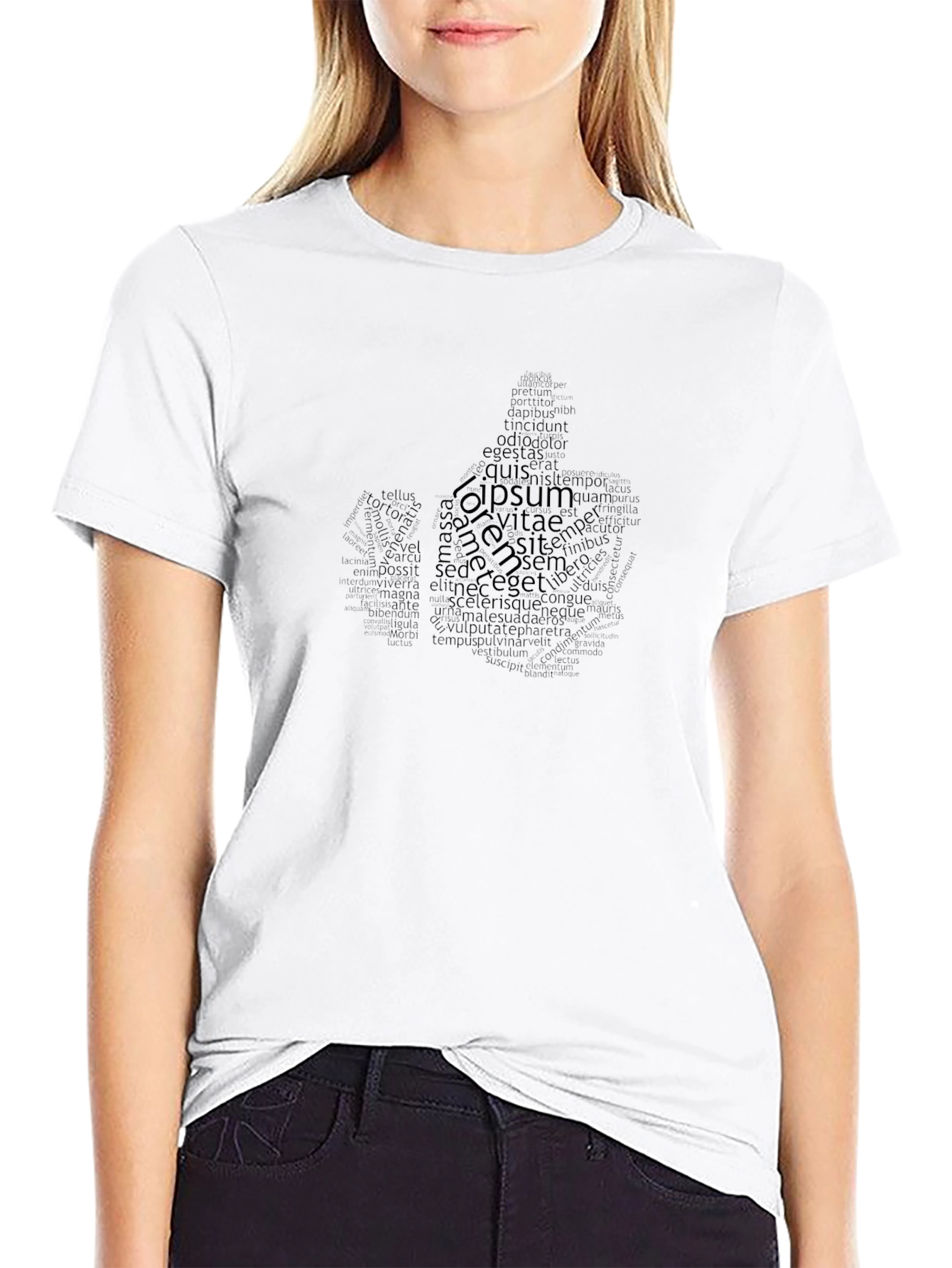 Mens Black T-Shirt with Text Graphic