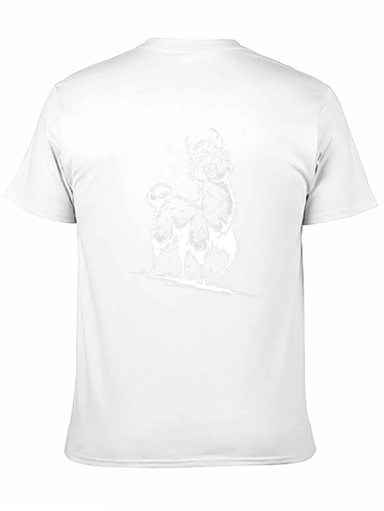 Cartoon Llama Graphic Tee - Black Casual T-Shirt