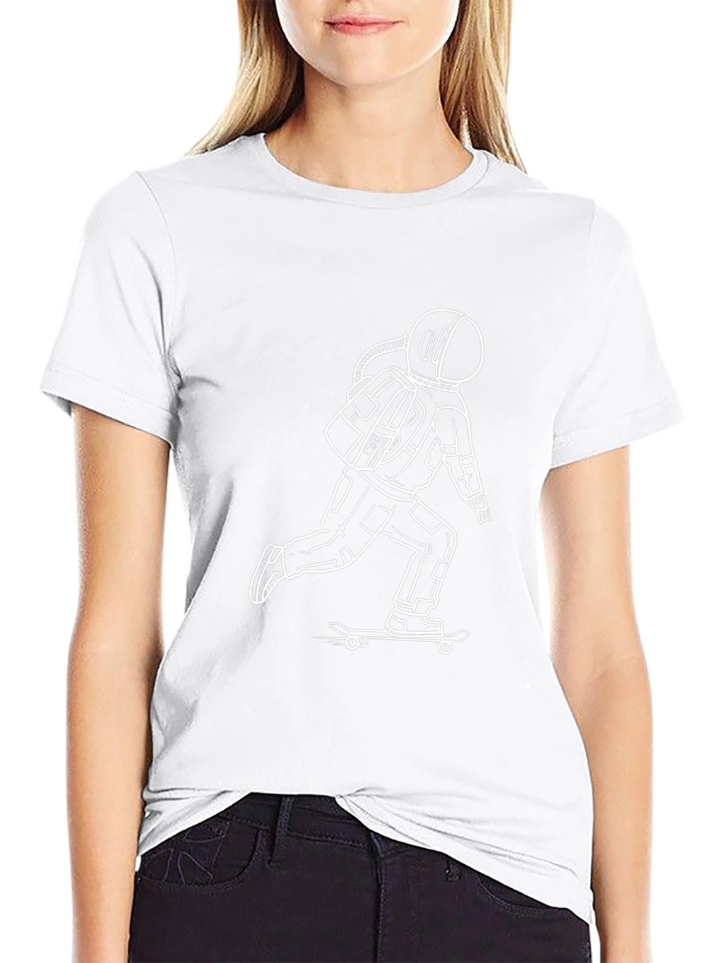Skateboarding Astronaut Graphic Tee - Black