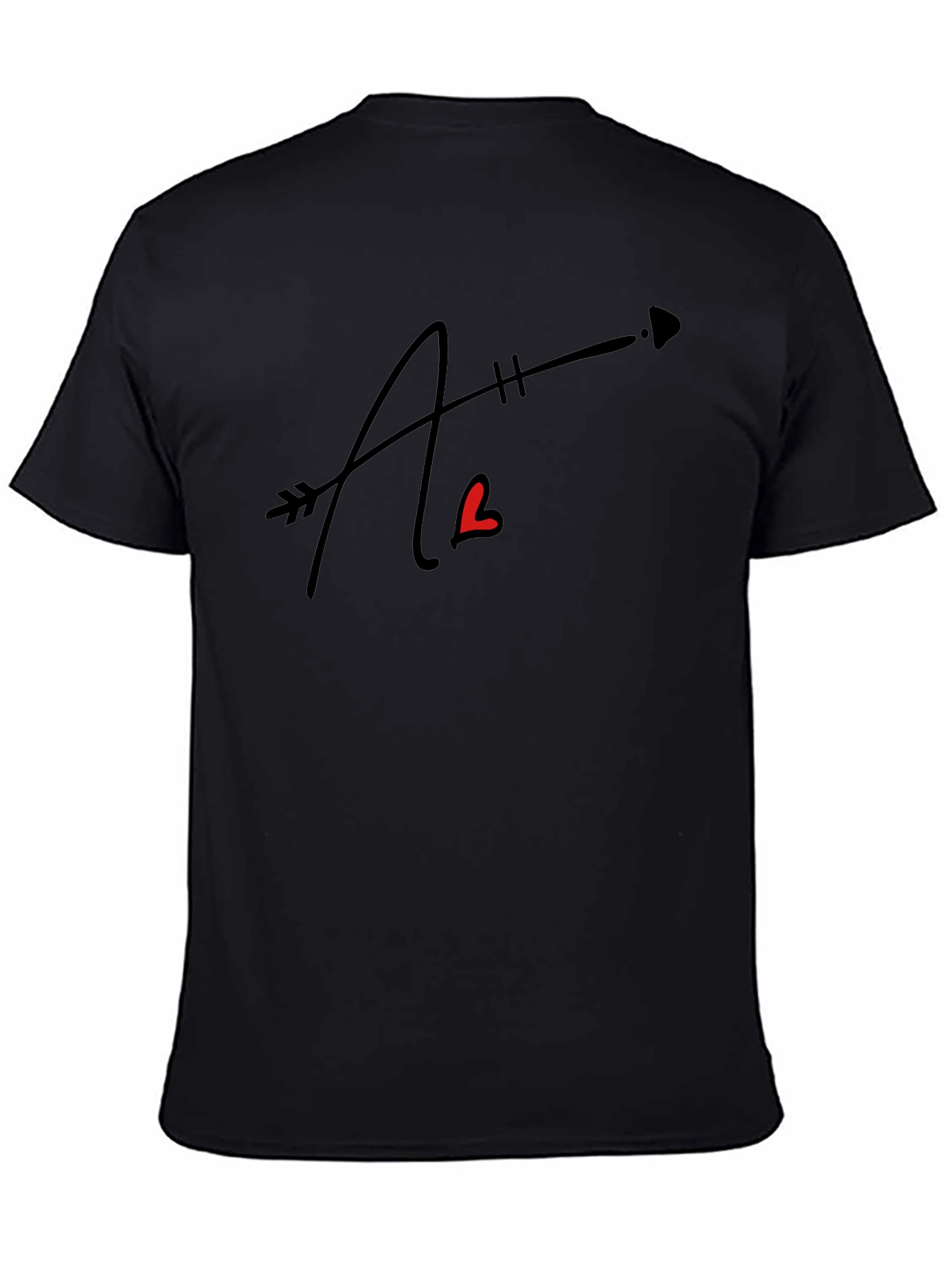 Arrow Heart Letter Graphic Black Tee