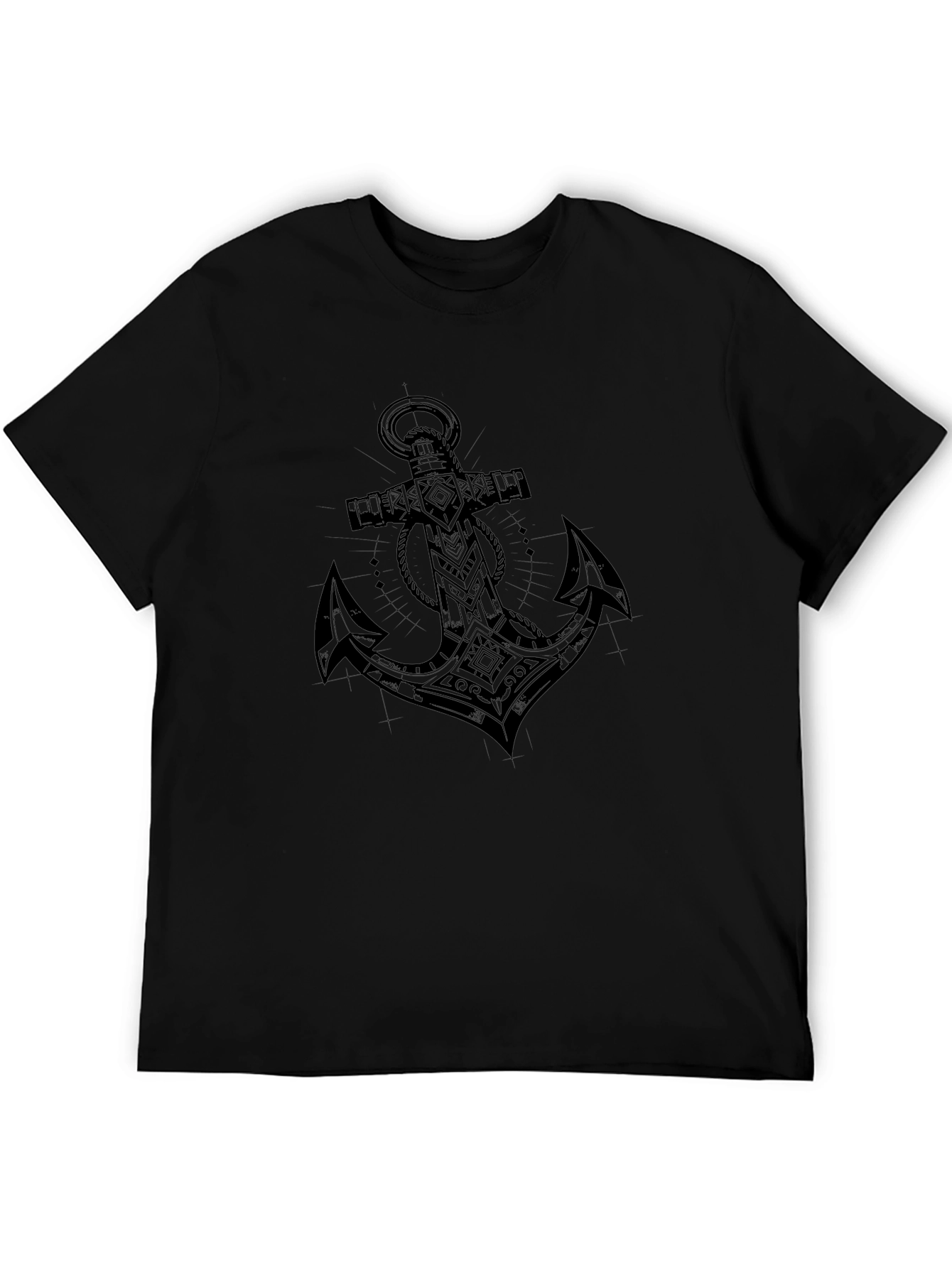 Anchor Graphic Black Tee - Nautical Style