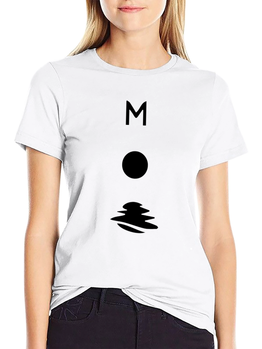 Minimalist Moon Graphic Black T-Shirt
