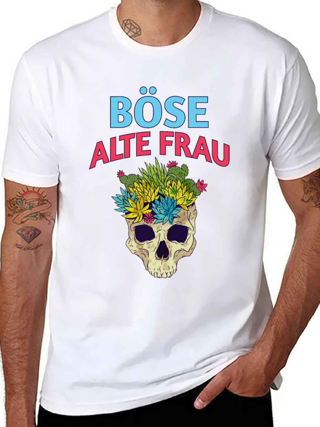 Böse Alte Frau T-Shirt - Skull & Succulents