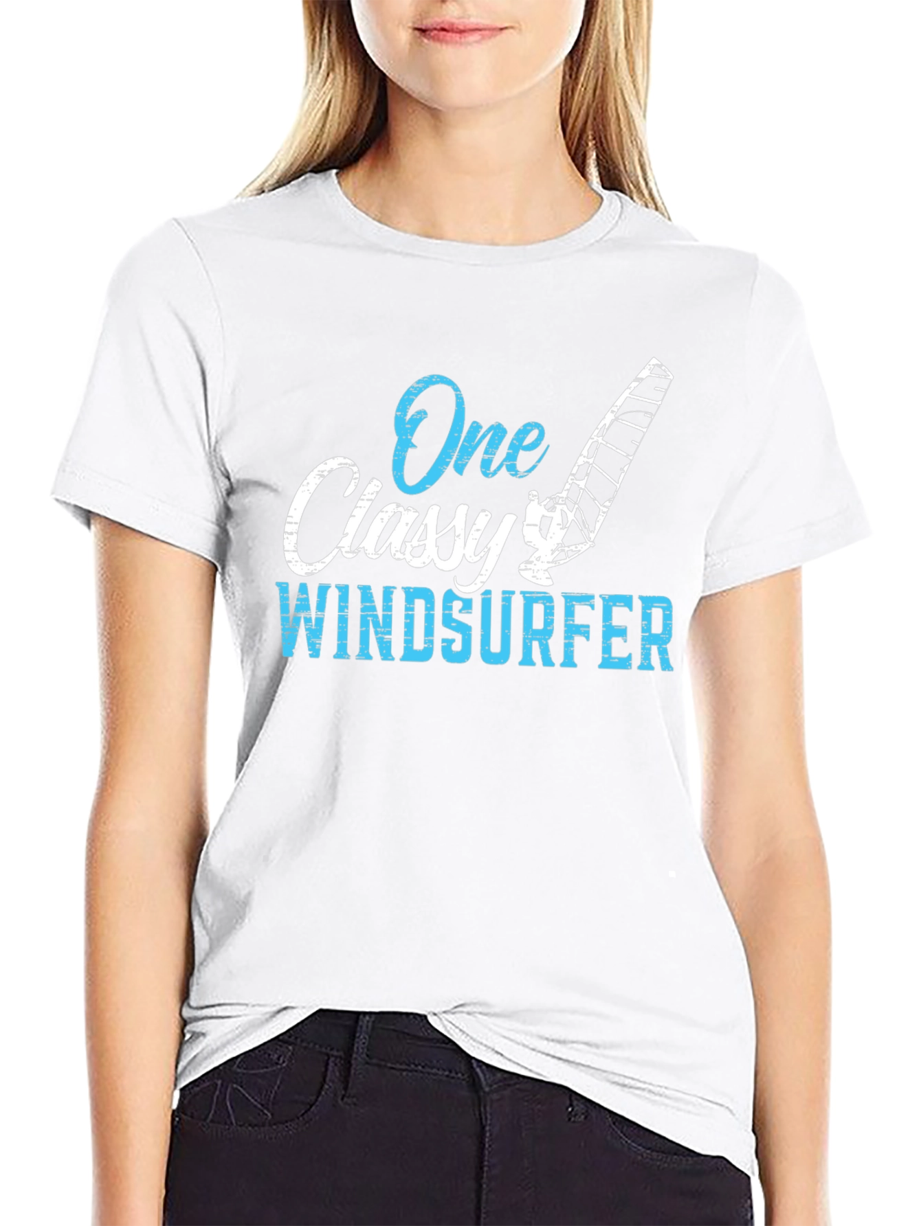 One Classy Windsurfer Black Graphic Tee