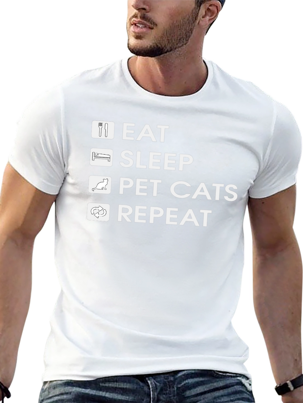 Eat Sleep Pet Cats Repeat T-Shirt