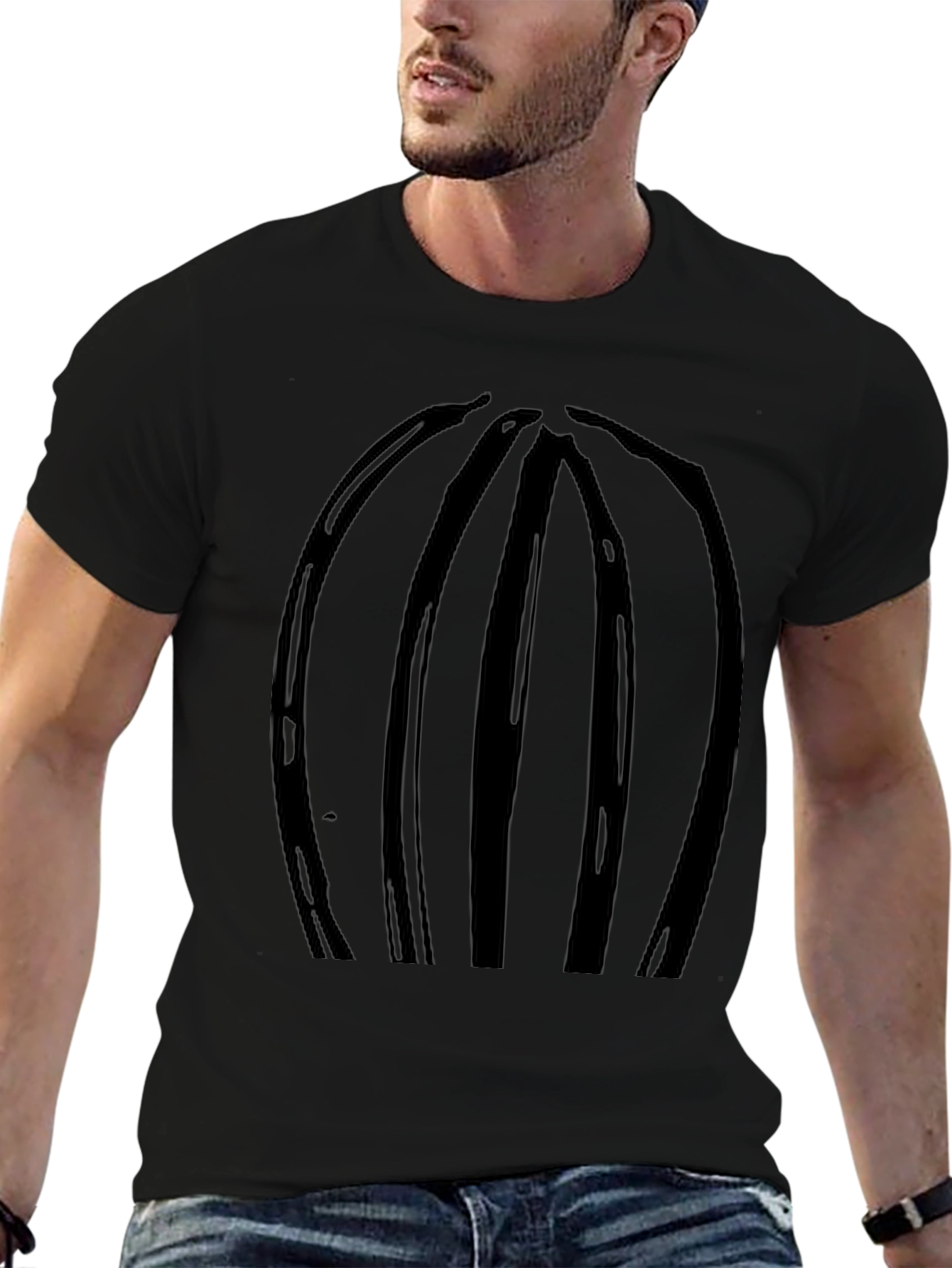 Abstract Stripe Black T-Shirt - Modern Casual Wear