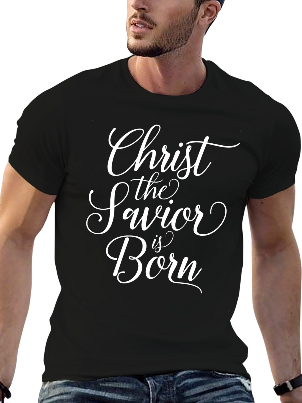 Christ The Savior Is Born T-Shirt Black