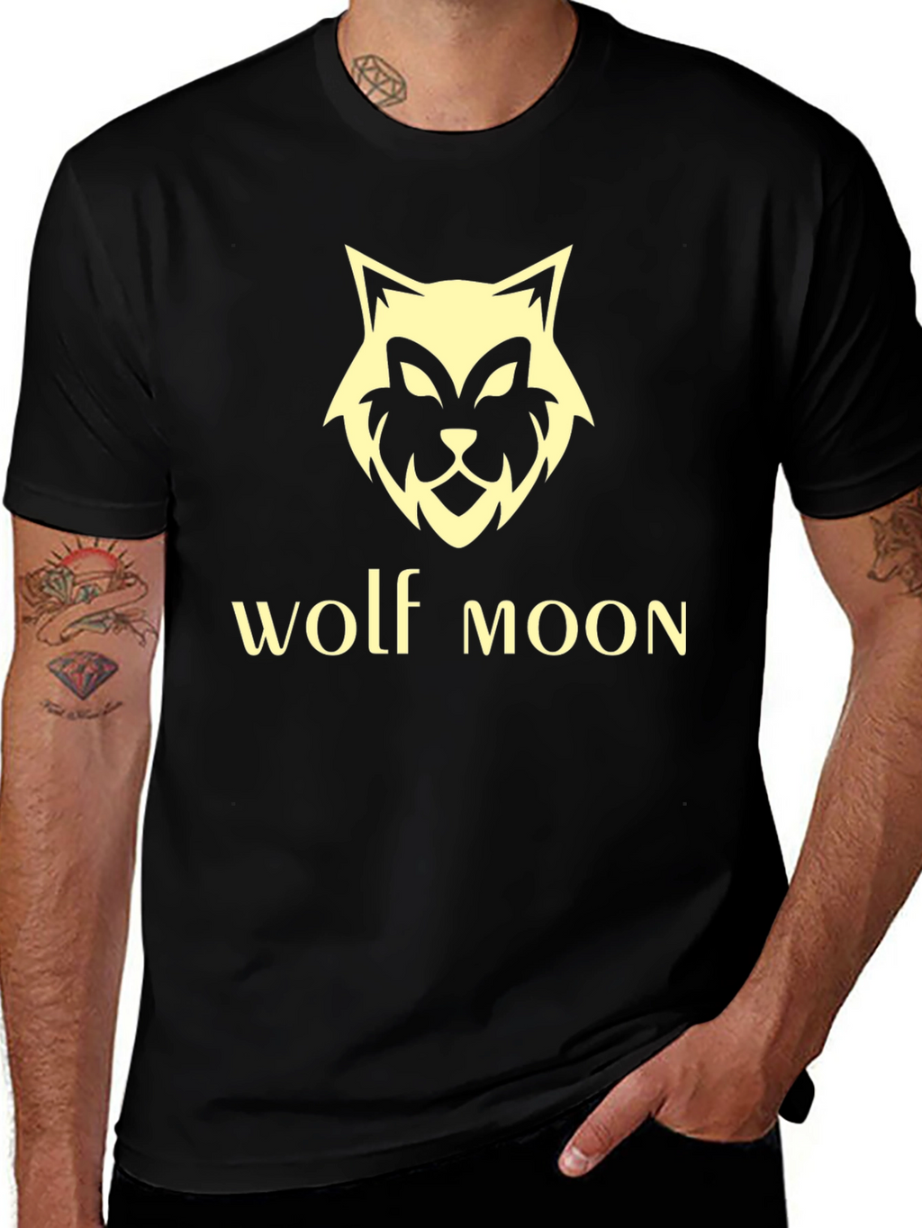 Wolf Moon Graphic T-Shirt - Black Tee