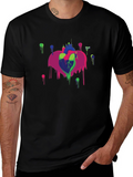 Abstract Heart Graphic Black T-Shirt