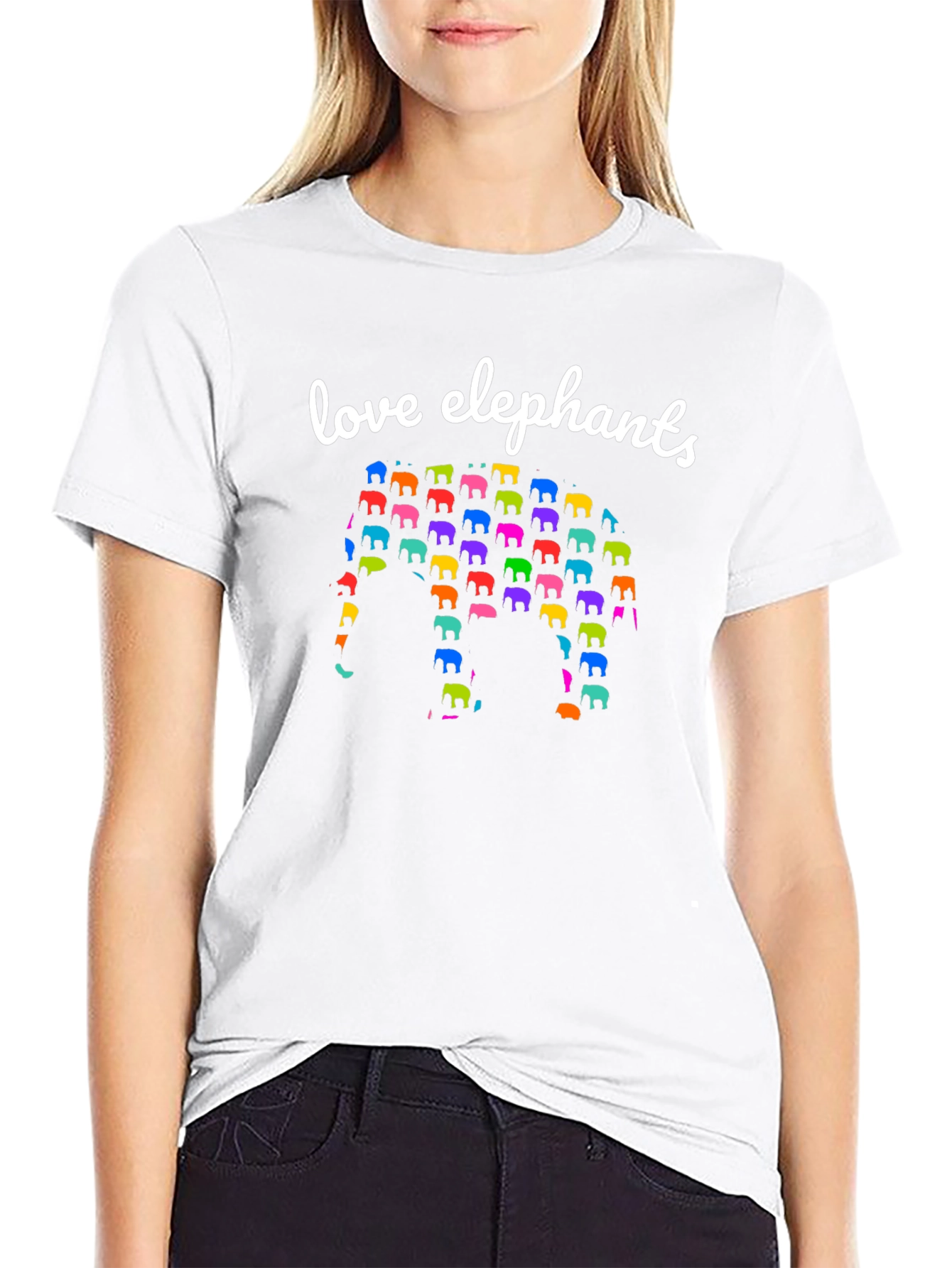 Love Elephants Graphic T-Shirt - Black