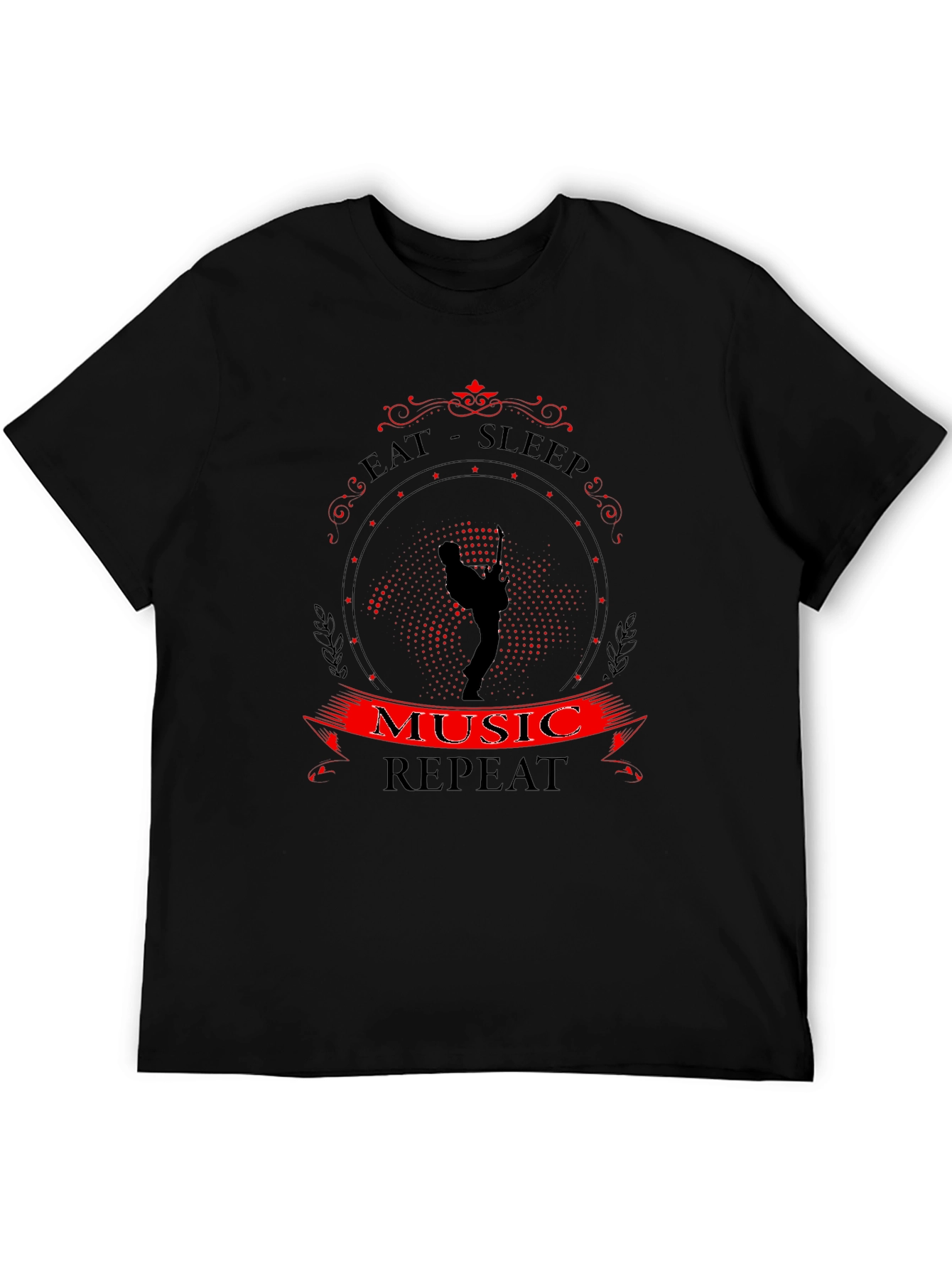Eat Sleep Music Repeat T-Shirt Black Tee