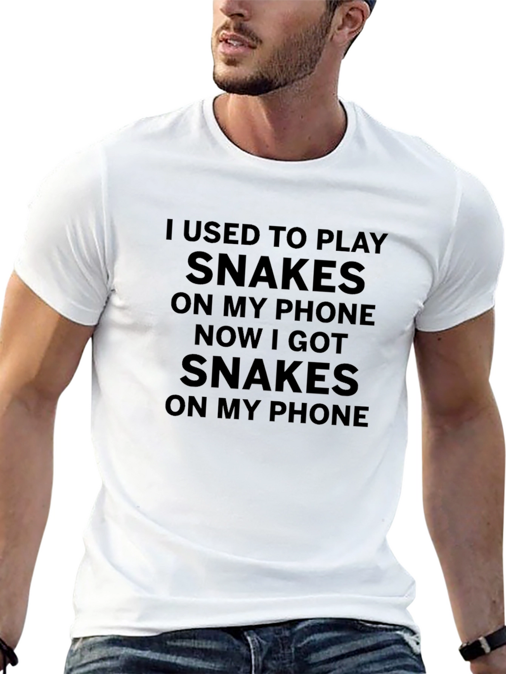 Snakes On My Phone Graphic T-Shirt - Novelty Tee