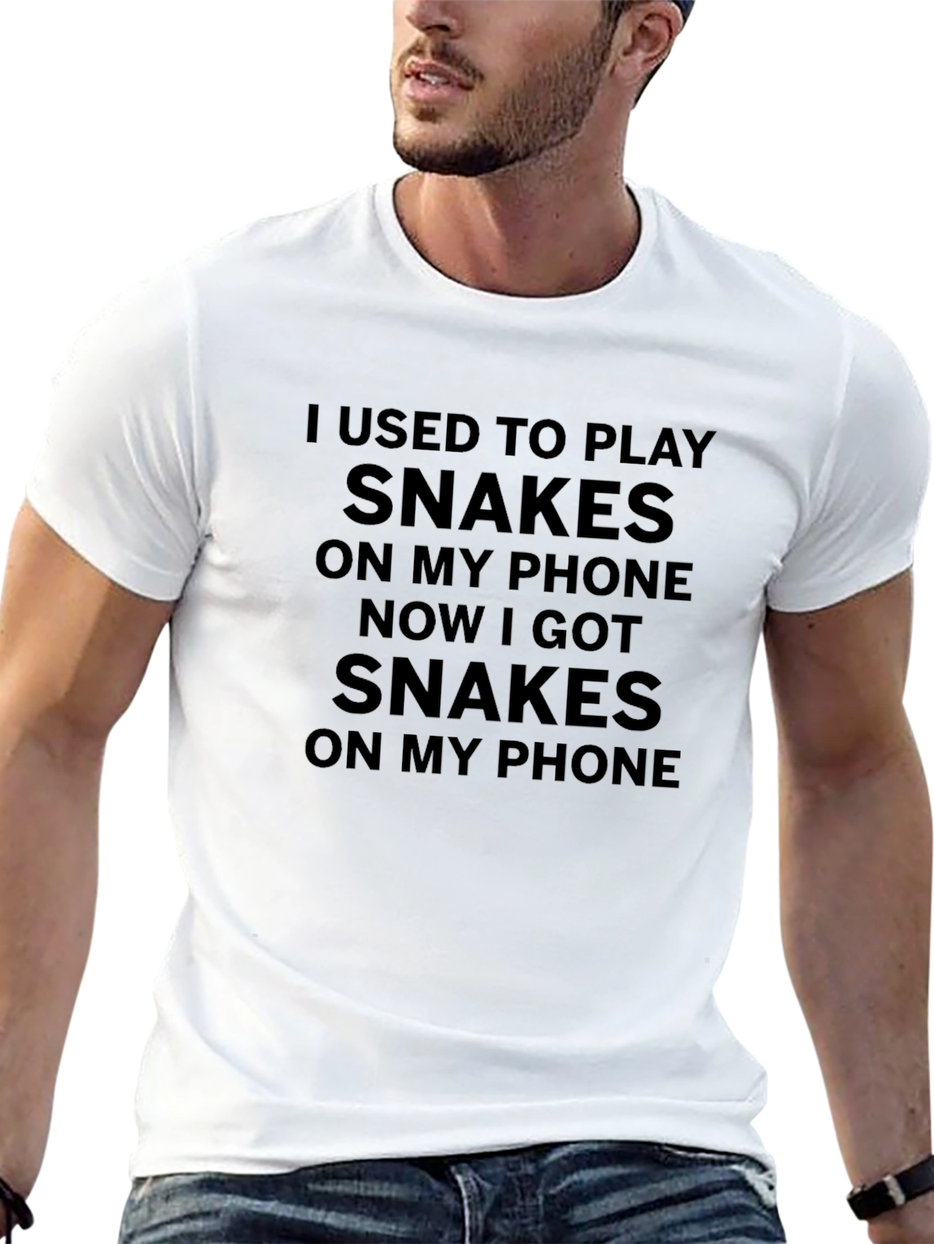 Snakes On My Phone Graphic T-Shirt - Novelty Tee