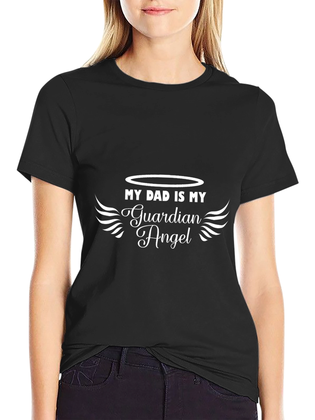 My Dad Is My Guardian Angel T-Shirt - Black