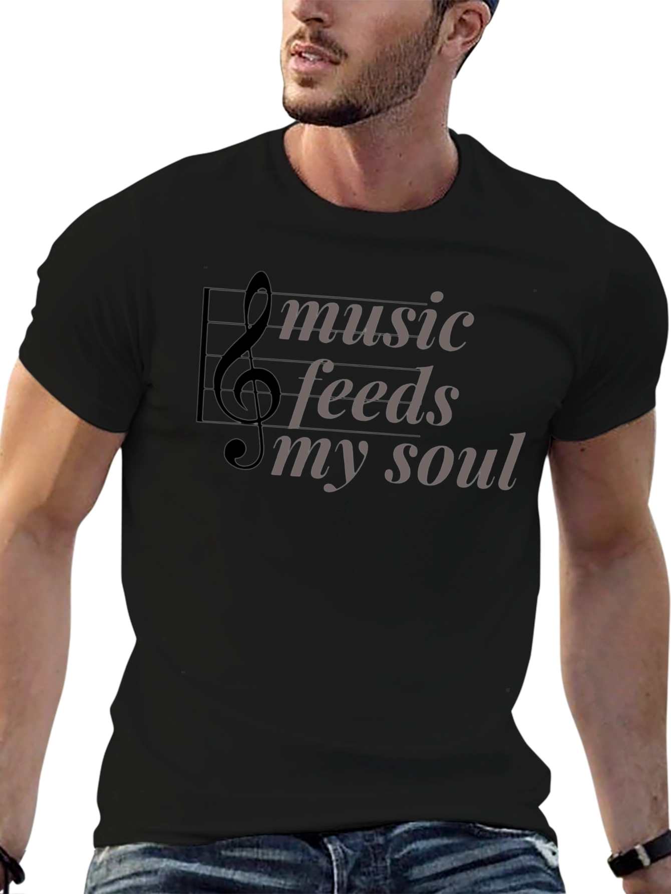 Music Feeds My Soul Black T-Shirt