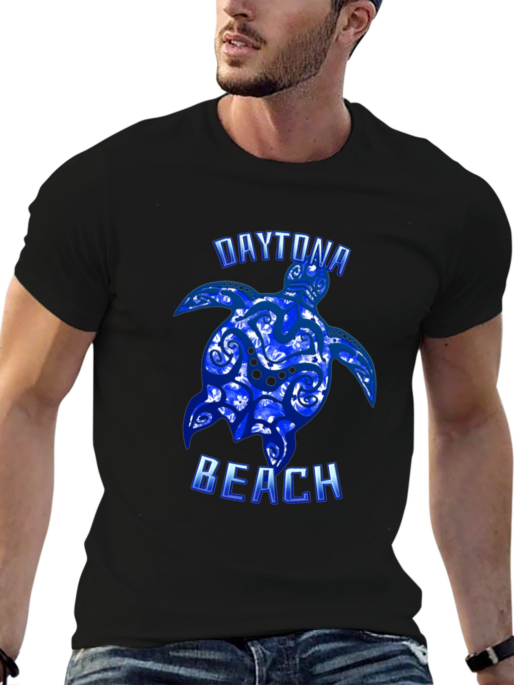 Daytona Beach Turtle Graphic Tee - Black