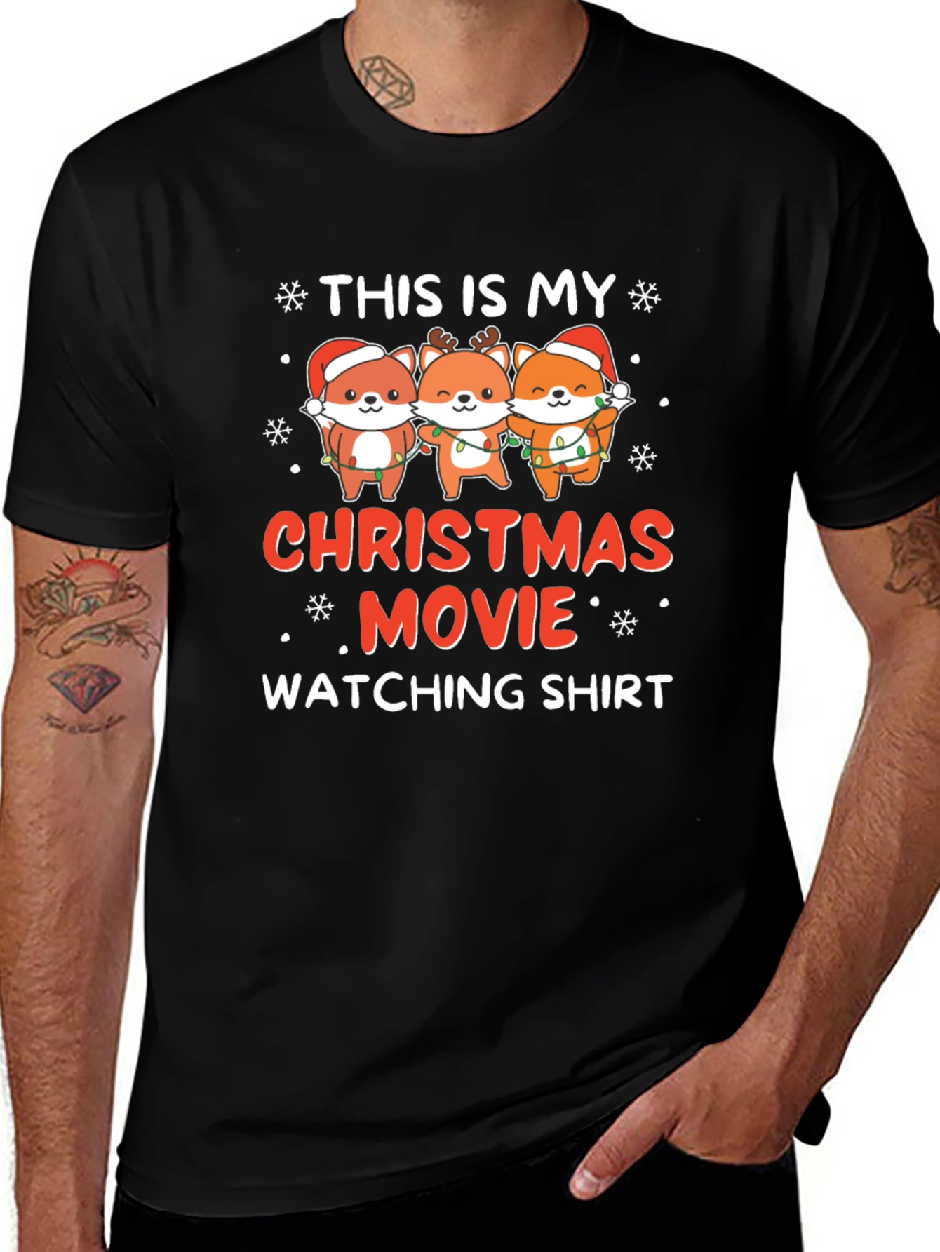 Christmas Movie Watching Shirt with Cute Foxes