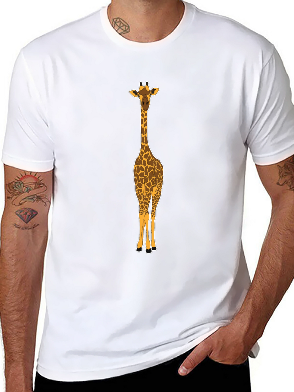 Giraffe Graphic Tee - Mens Black Crew Neck T-Shirt