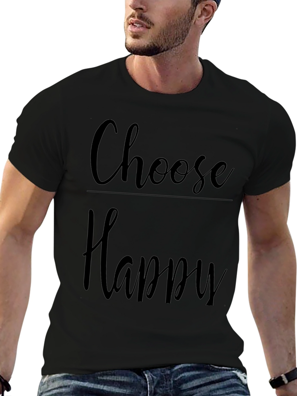 Choose Happy Graphic Tee -  Comfortable Black T-Shirt