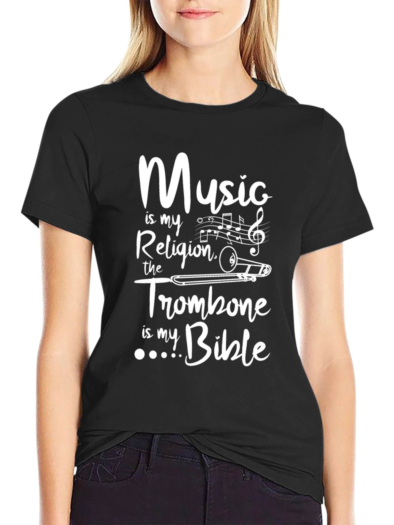 Music Is My Religion Trombone Bible T-Shirt