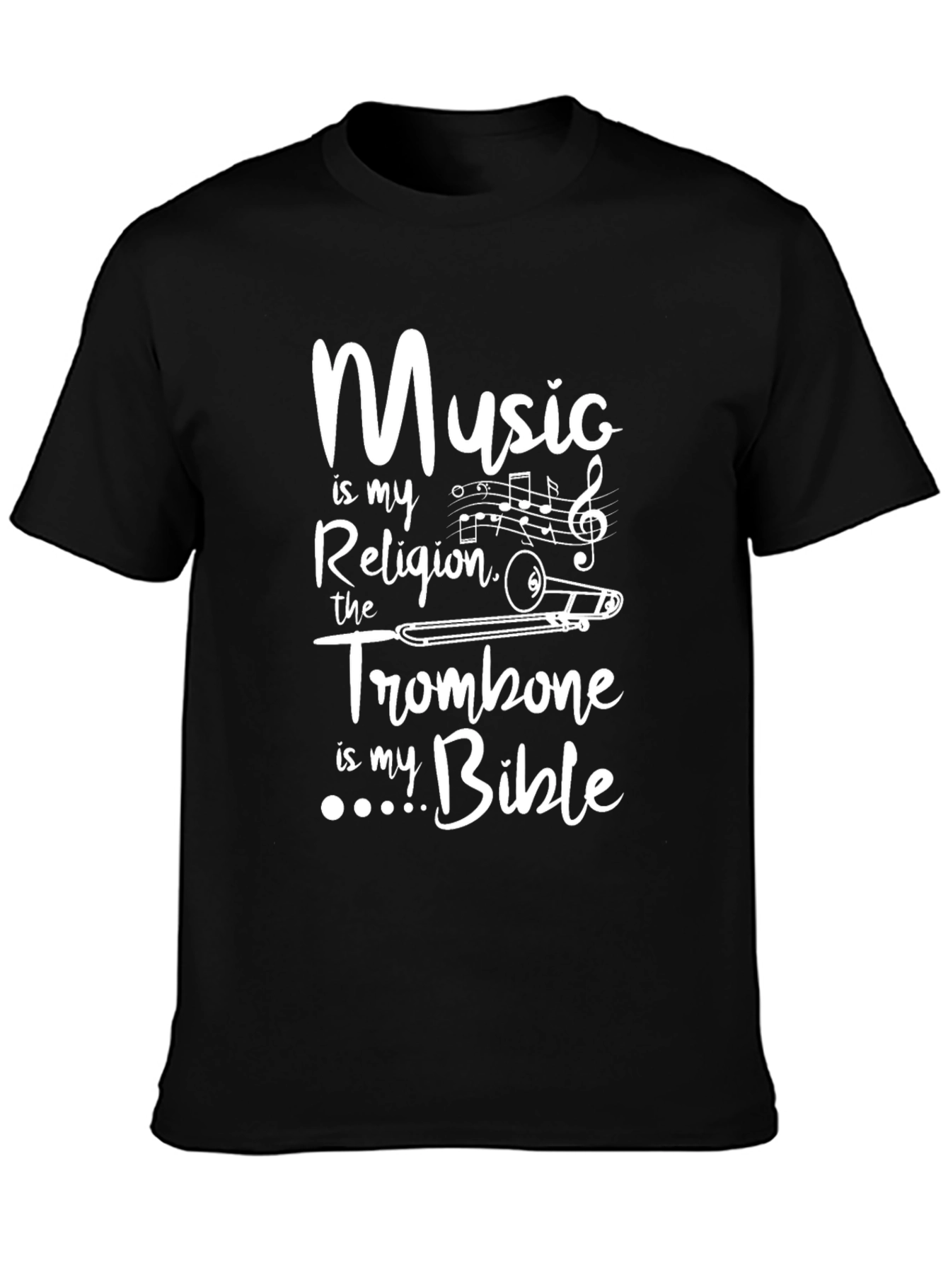Music Is My Religion Trombone Bible T-Shirt