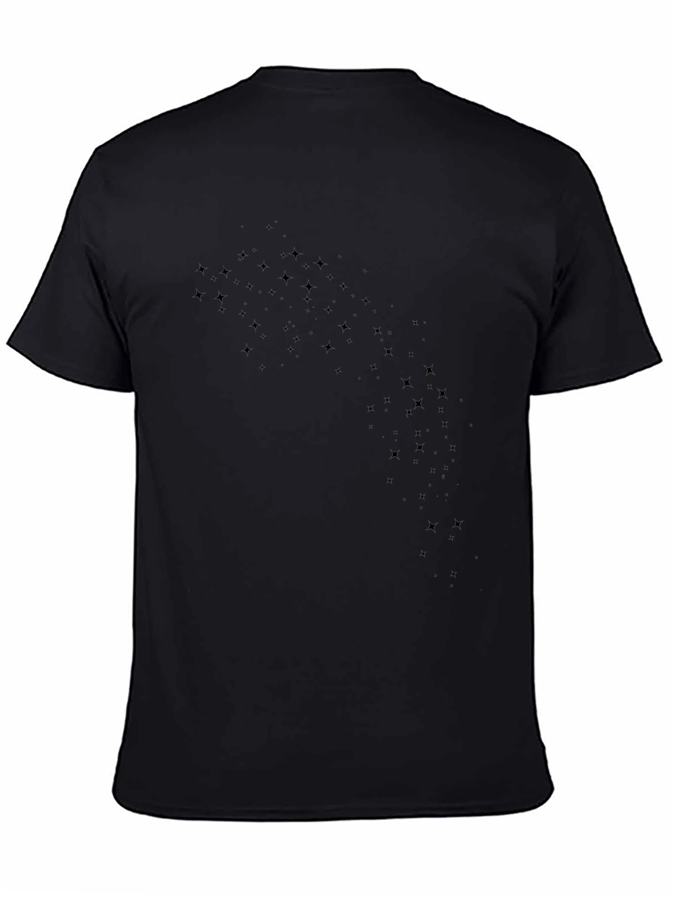 Mens Black Star Pattern Crew Neck T-Shirt
