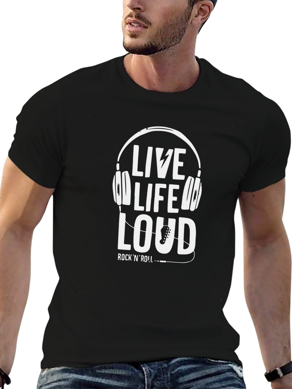 Live Life Loud RockNRoll Black T-Shirt