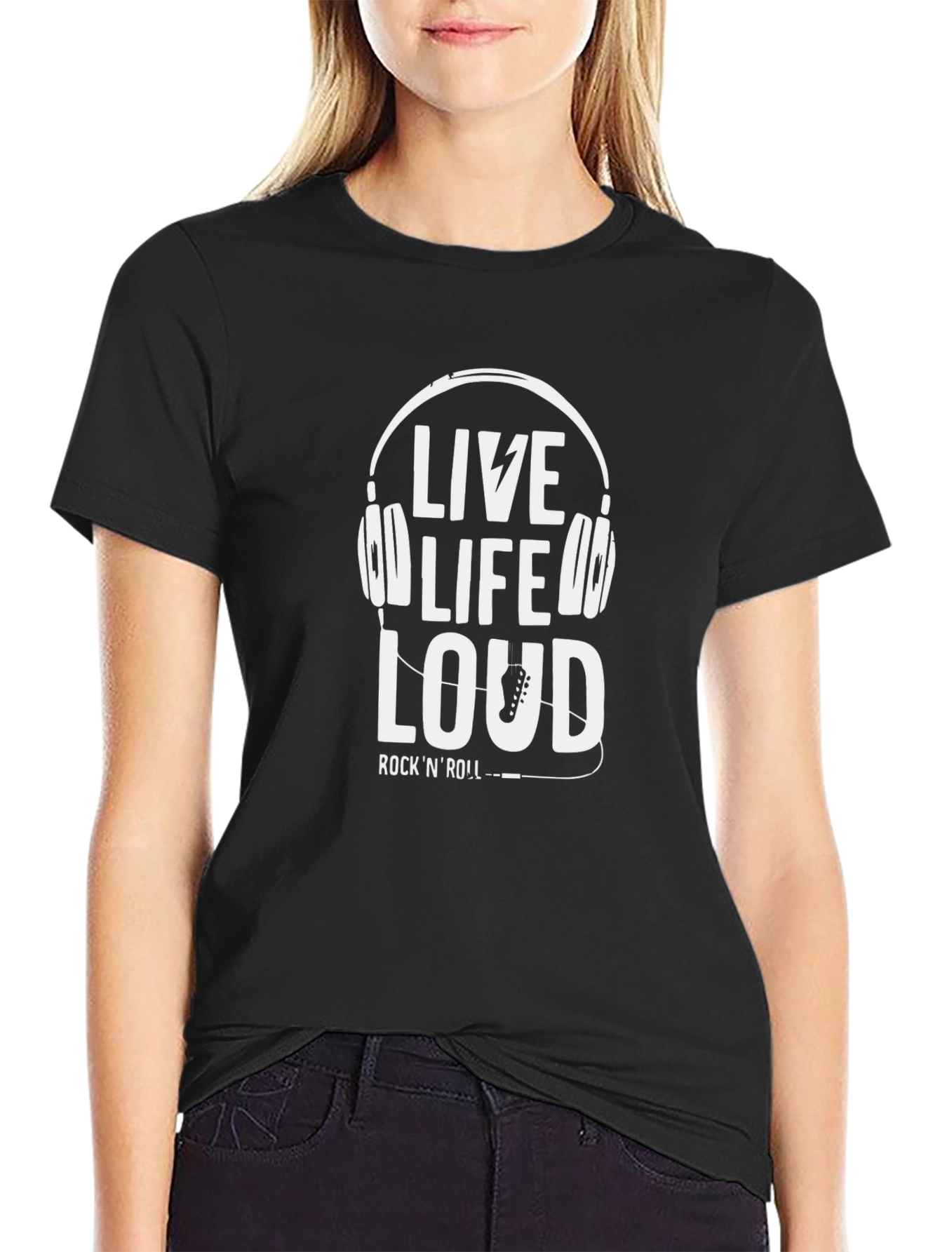 Live Life Loud RockNRoll Black T-Shirt