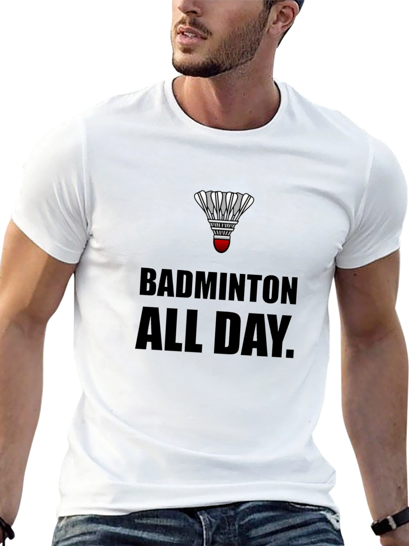 Badminton All Day T-Shirt: Play Hard Live Badminton