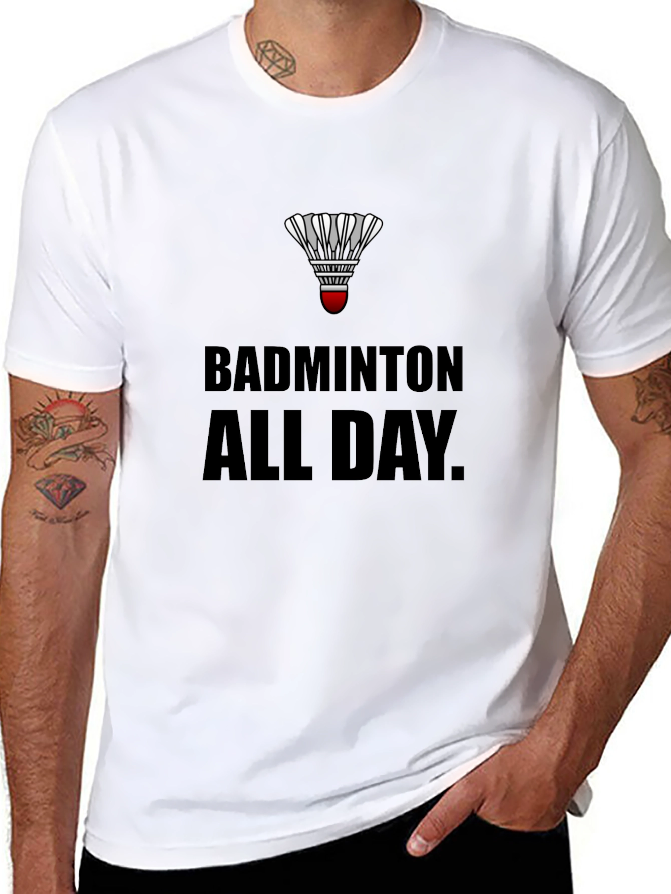 Badminton All Day T-Shirt: Play Hard Live Badminton