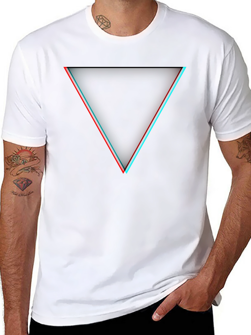 Modern Triangle Graphic Tee - Black Cotton Blend Shirt