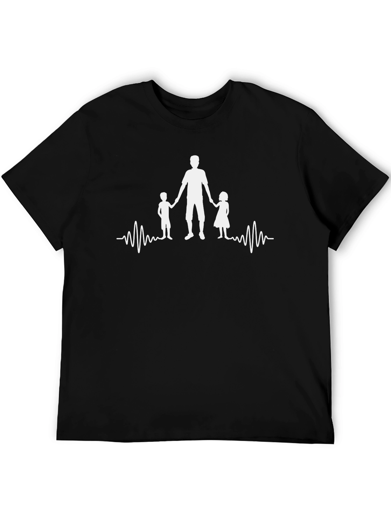 Dad and Kids Heartbeat T-Shirt - Fathers Day