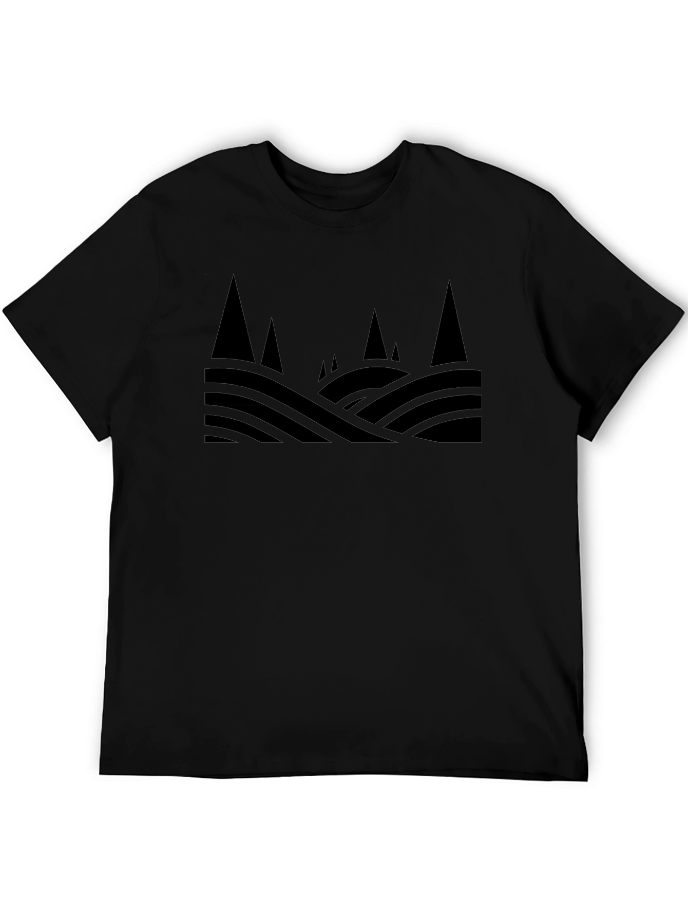 Mens Black Geometric Landscape Tee
