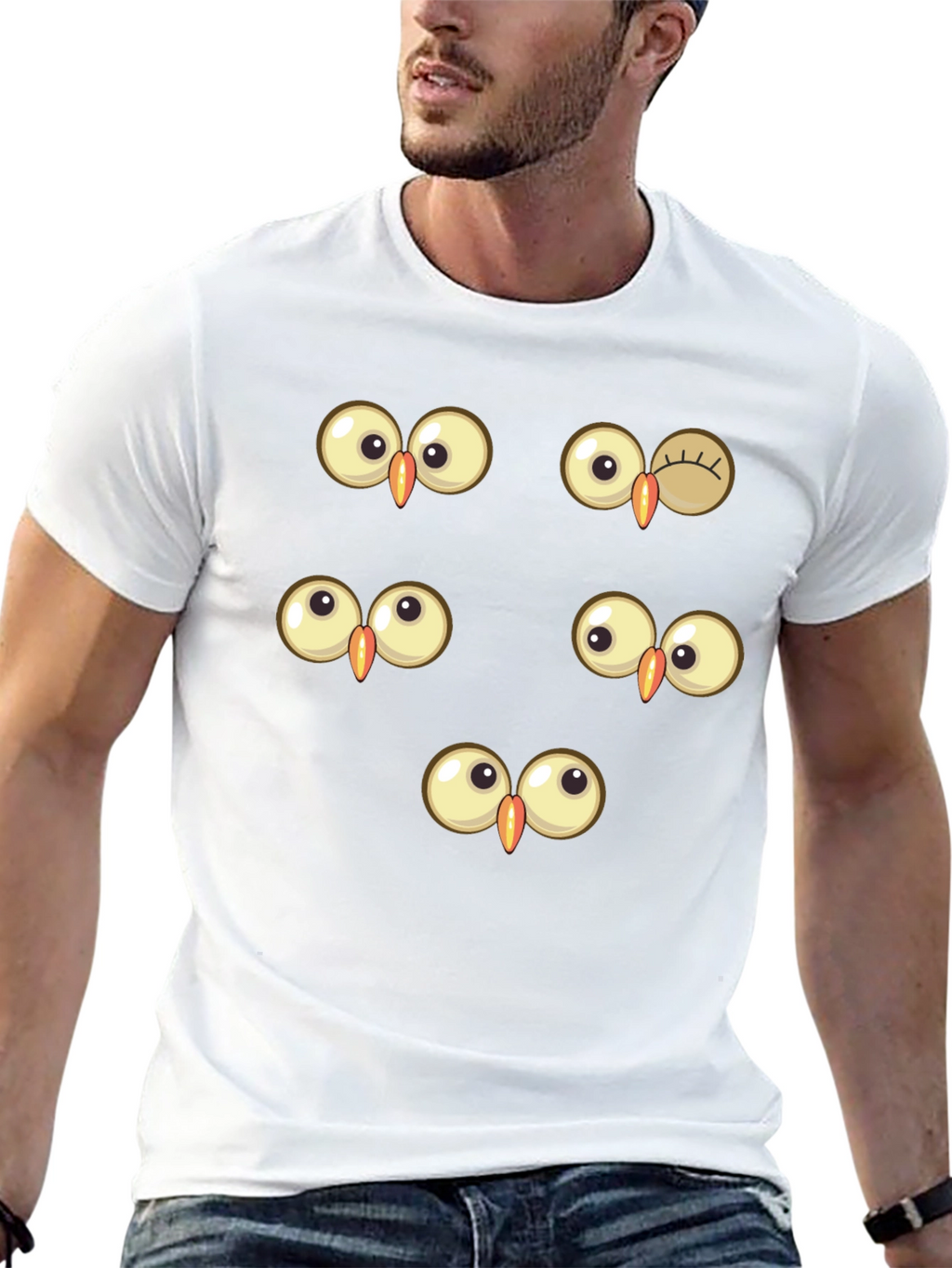 Funny Owl Eyes Graphic Tee - Black Cotton T-Shirt