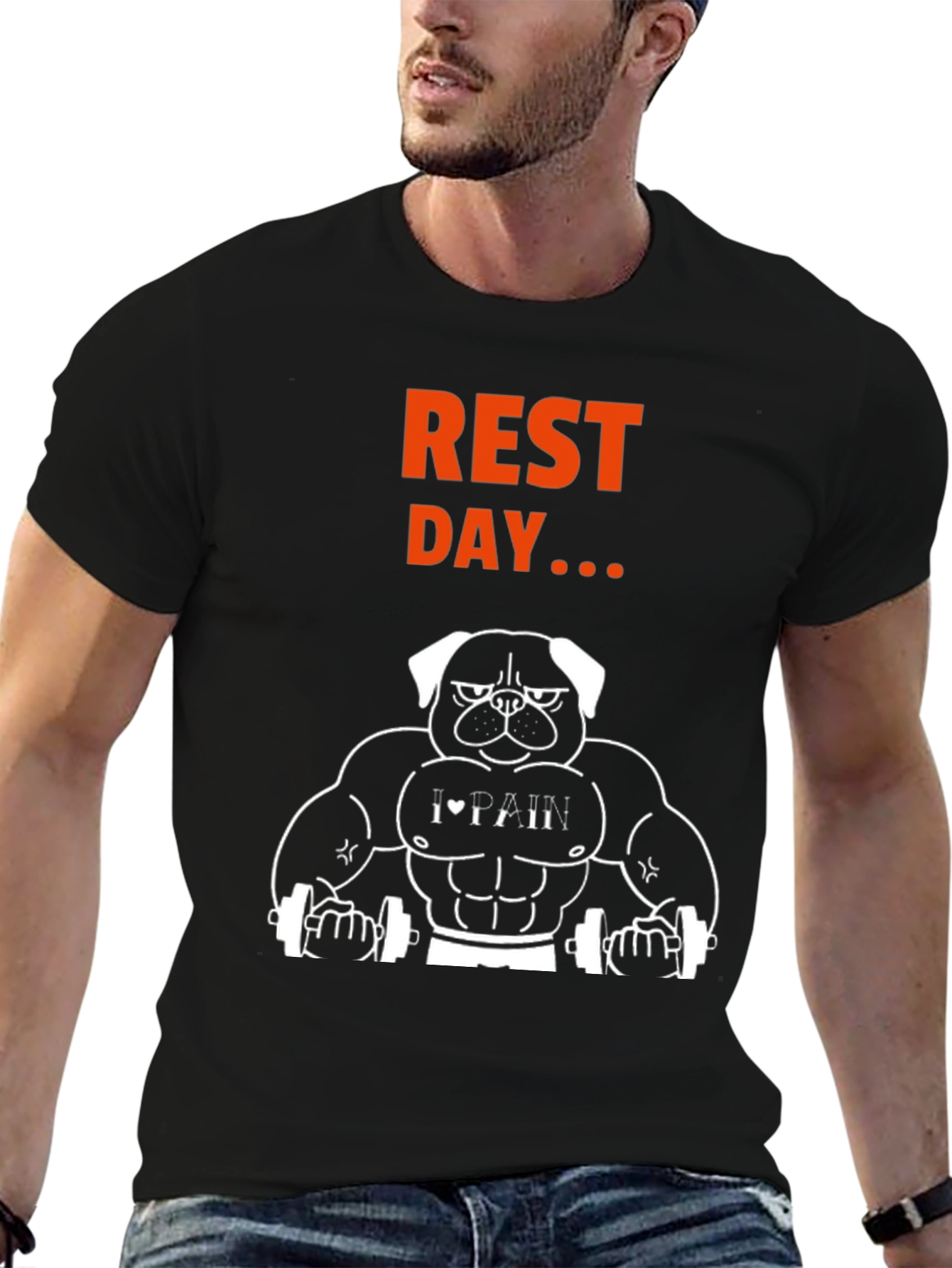 Rest Day Graphic T-Shirt - Bodybuilding Dog Design