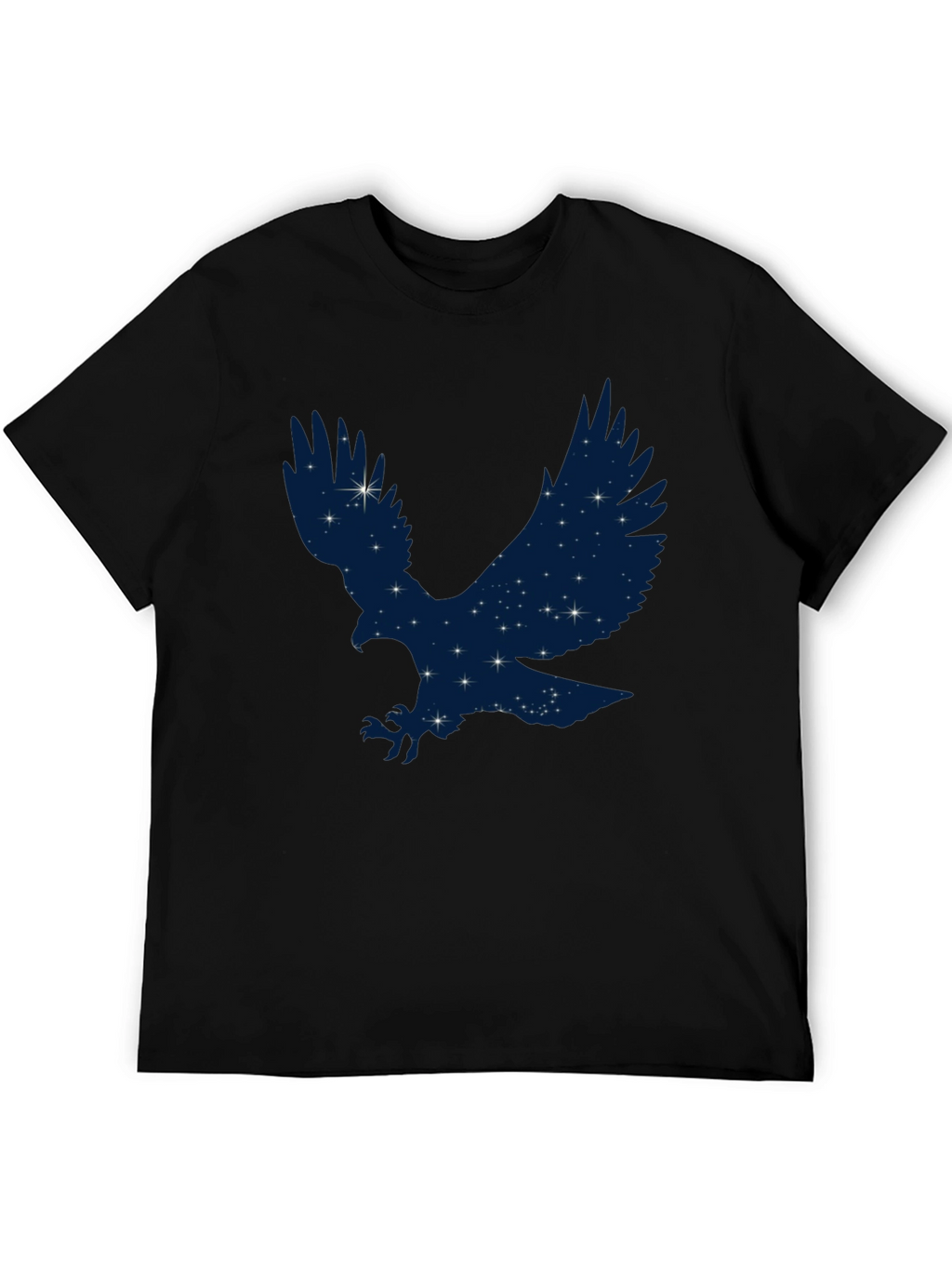 Starry Eagle Graphic Tee - Soft Black Cotton T-Shirt