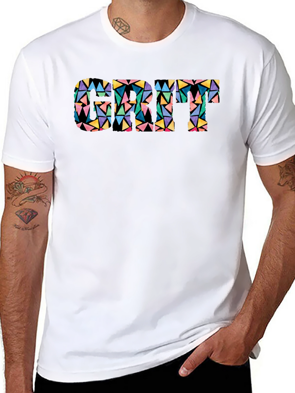Geometric Cat T-Shirt - Modern Art Style