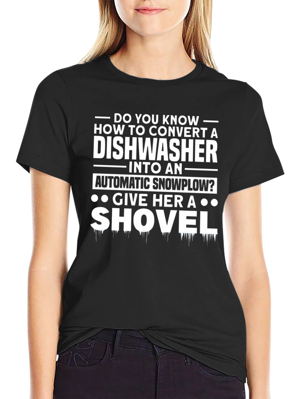 Humorous Dishwasher to Snowplow Graphic T-Shirt