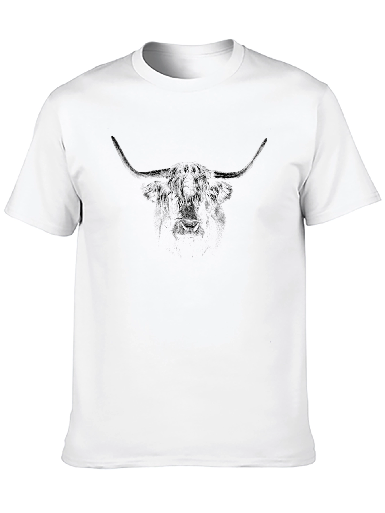 Highland Cow Graphic Tee - Black Cotton T-Shirt