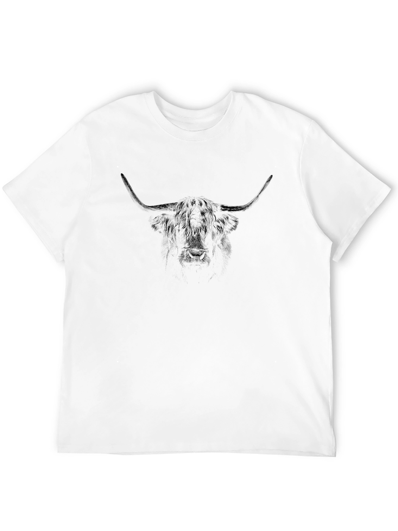 Highland Cow Graphic Tee - Black Cotton T-Shirt