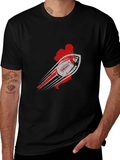 Distressed Football Graphic Tee - Black