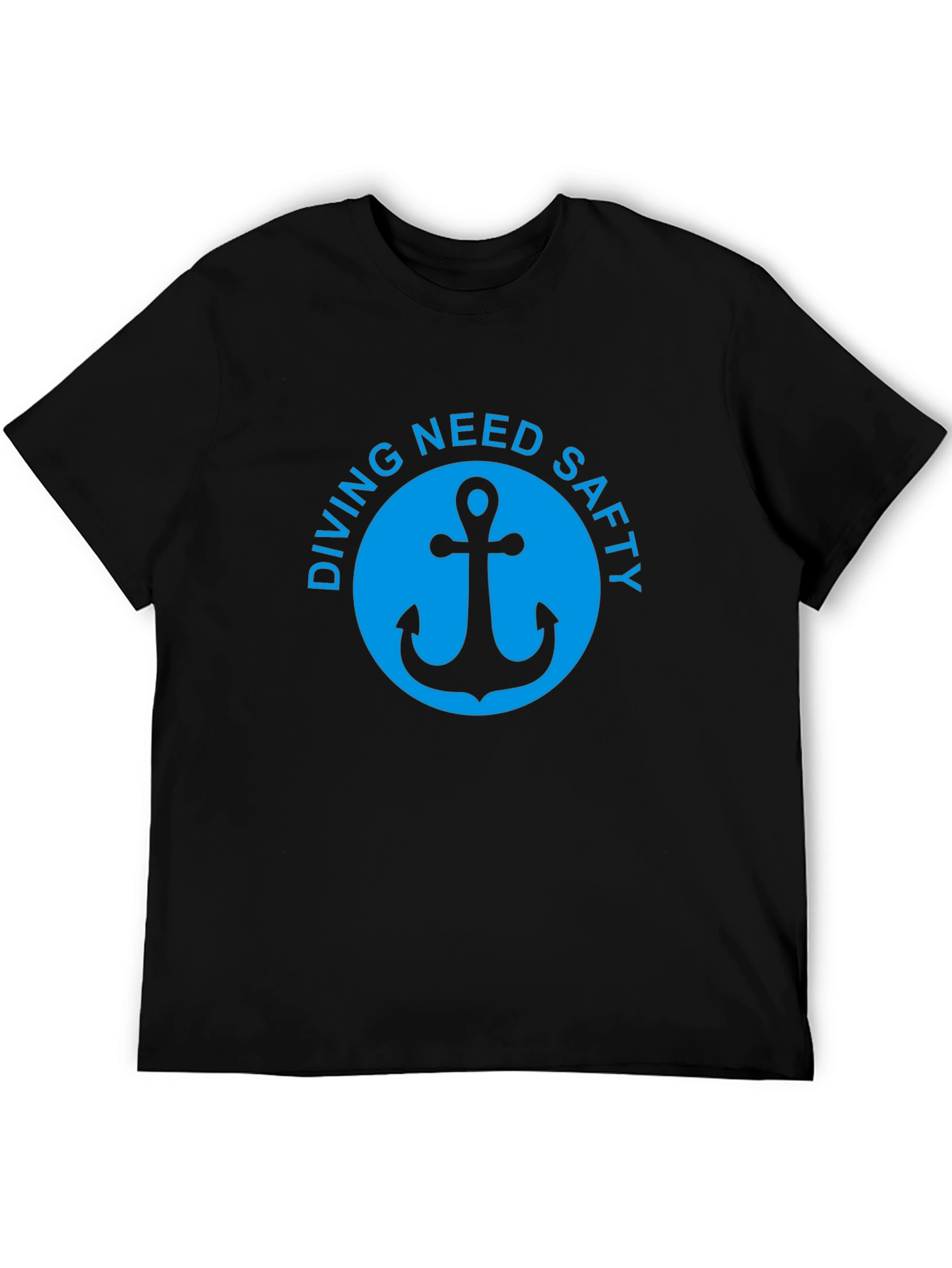 Diving Safety Anchor Graphic Tee - Black Cotton T-Shirt