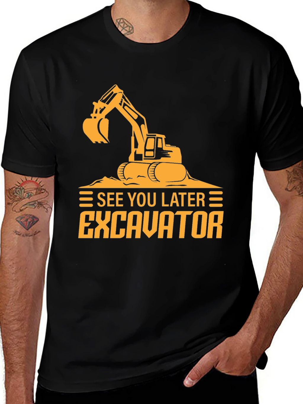 See You Later Excavator Black Graphic Tee