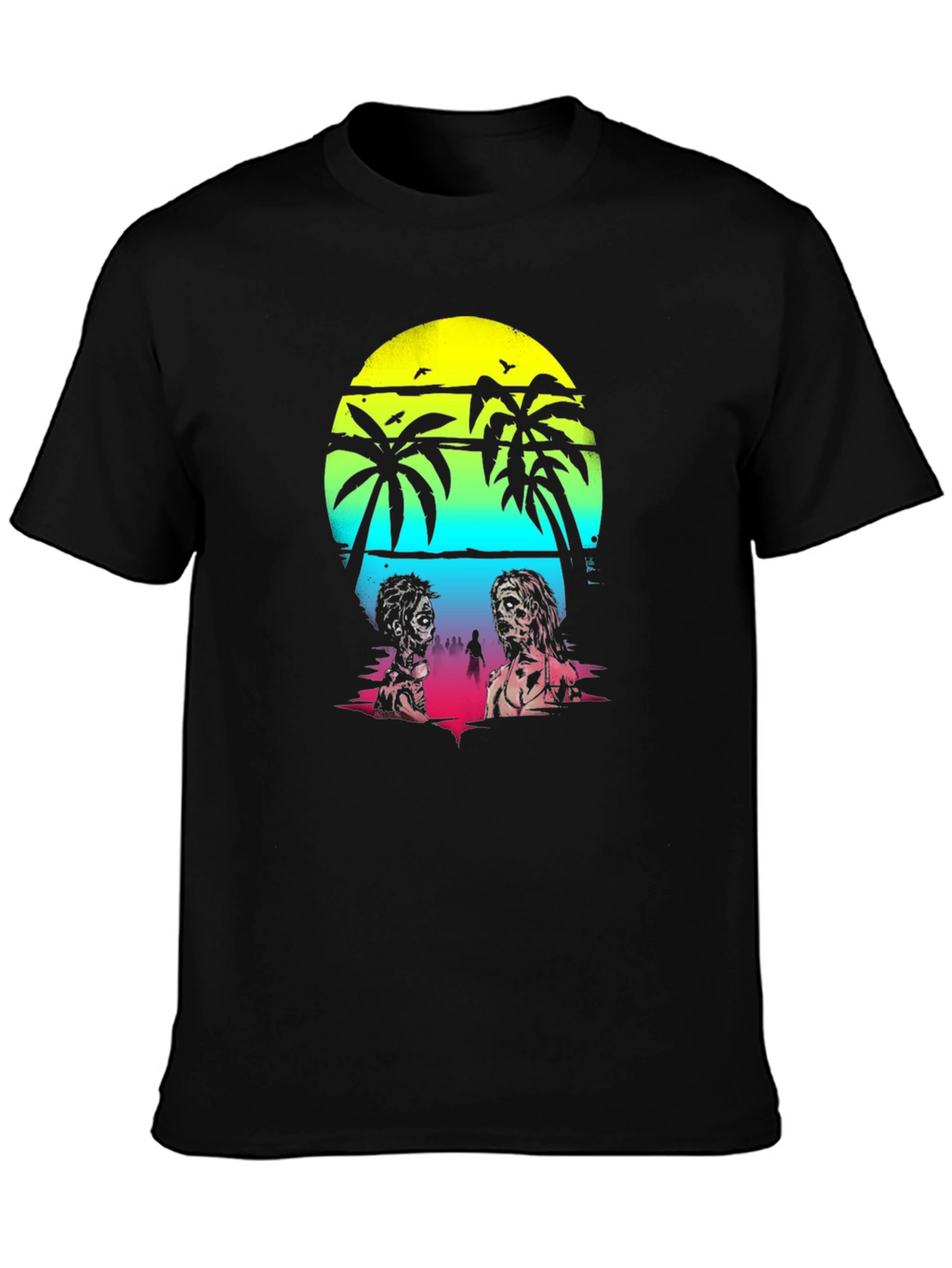 Zombie Beach T-Shirt: Sunset Palm Design