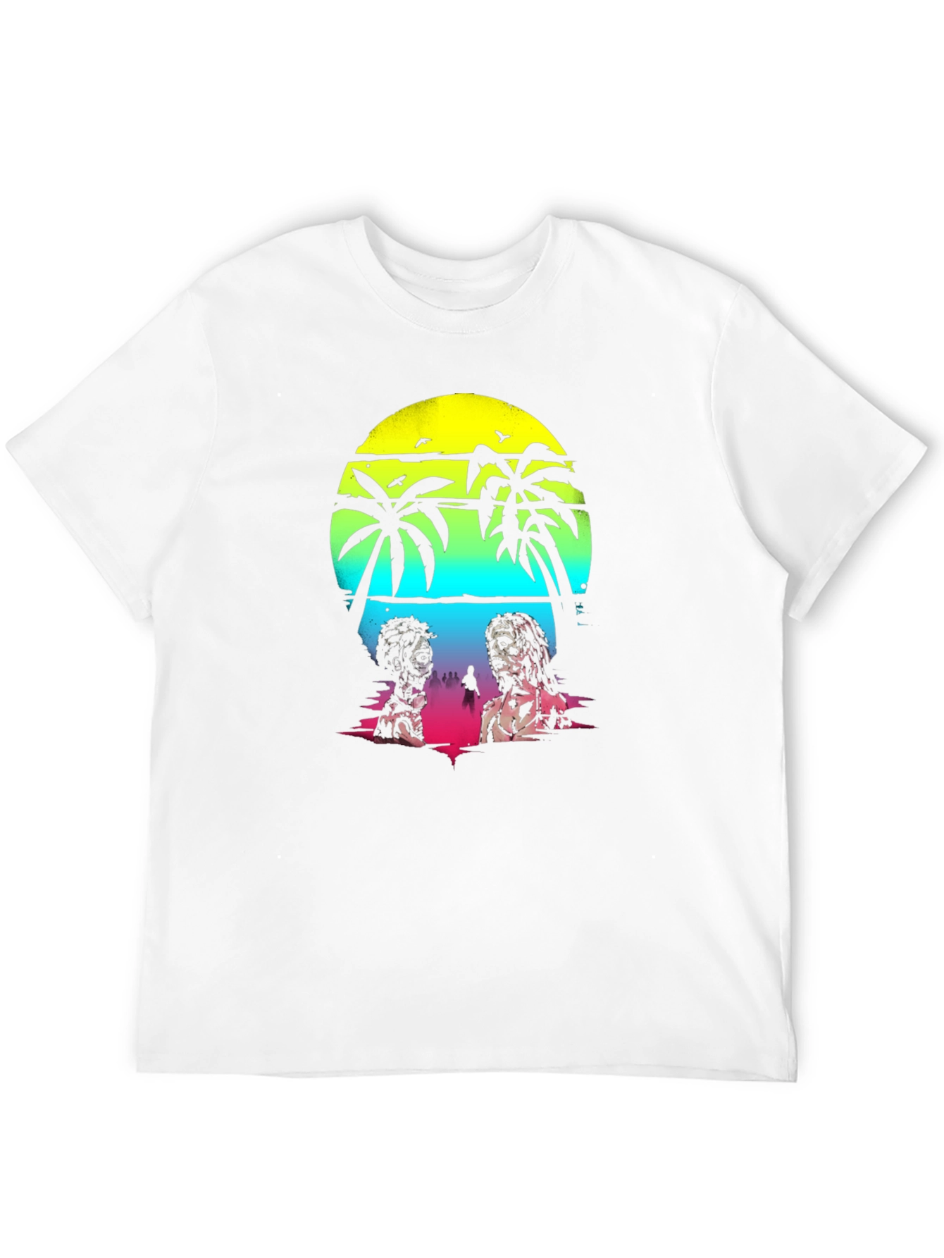 Zombie Beach T-Shirt: Sunset Palm Design