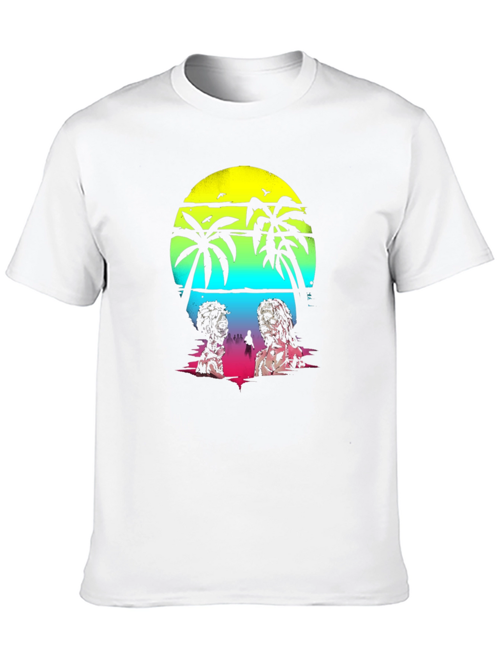 Zombie Beach T-Shirt: Sunset Palm Design