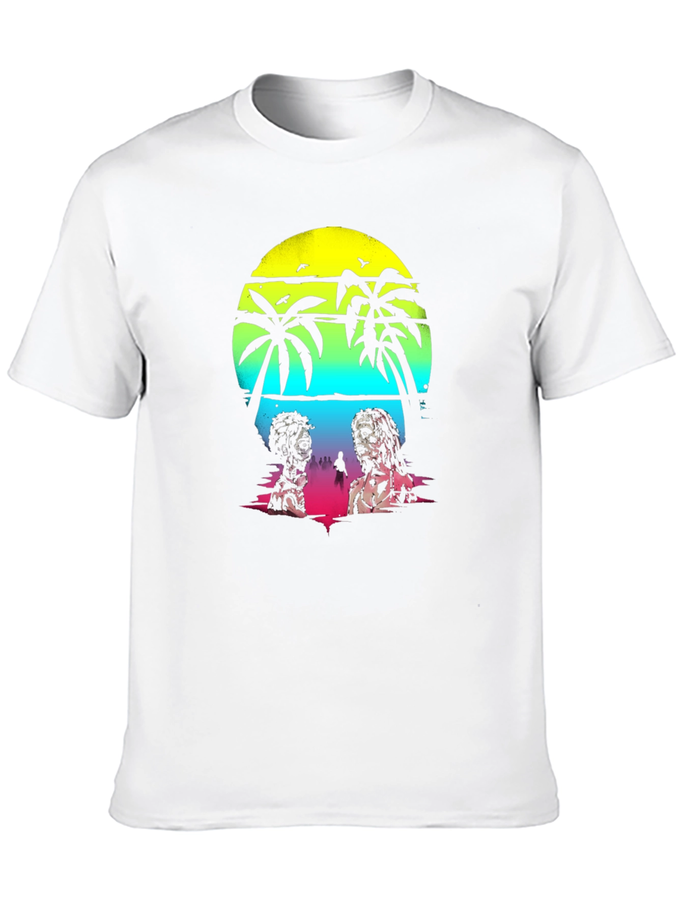 Zombie Beach T-Shirt: Sunset Palm Design