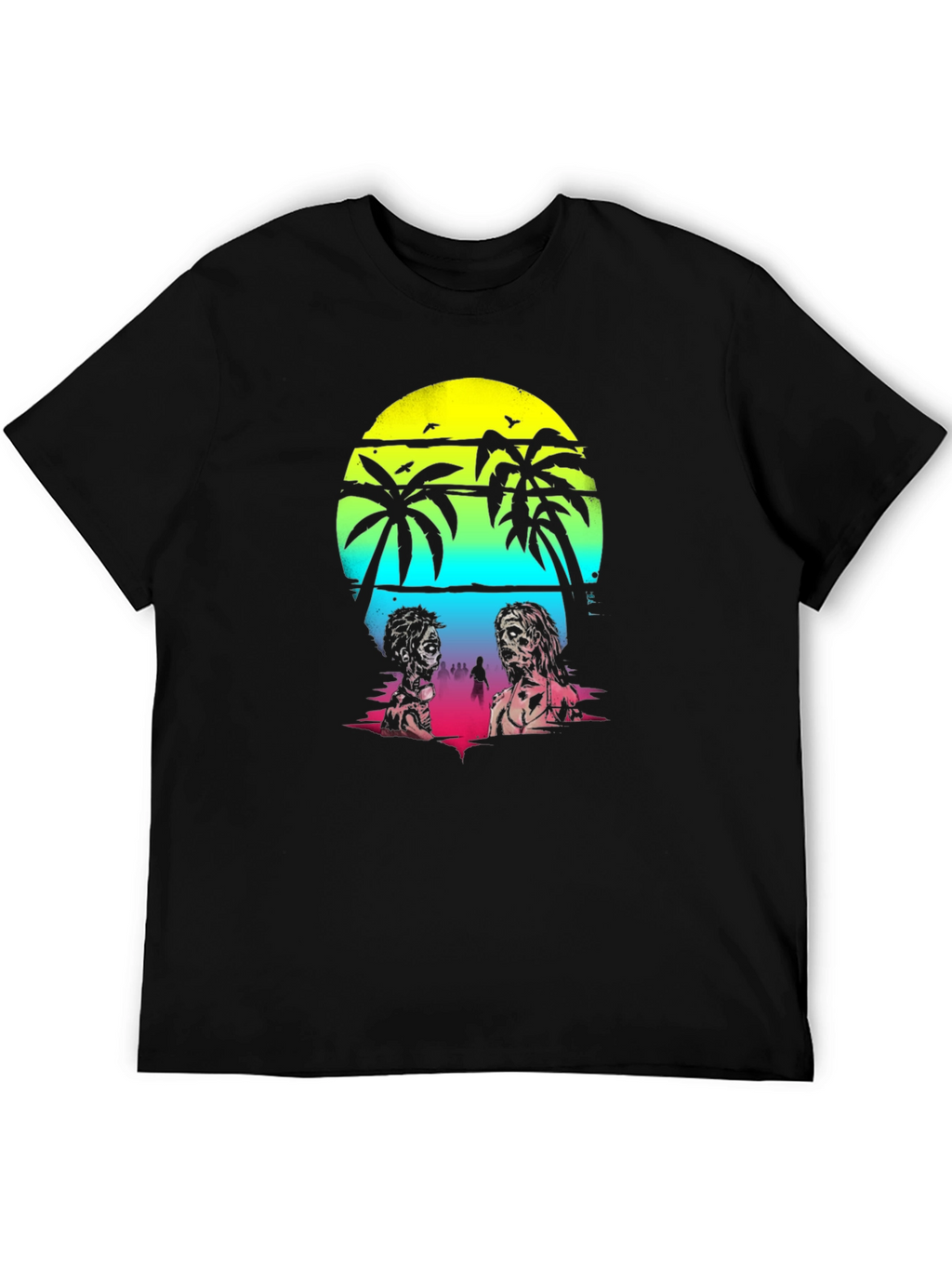 Zombie Beach T-Shirt: Sunset Palm Design