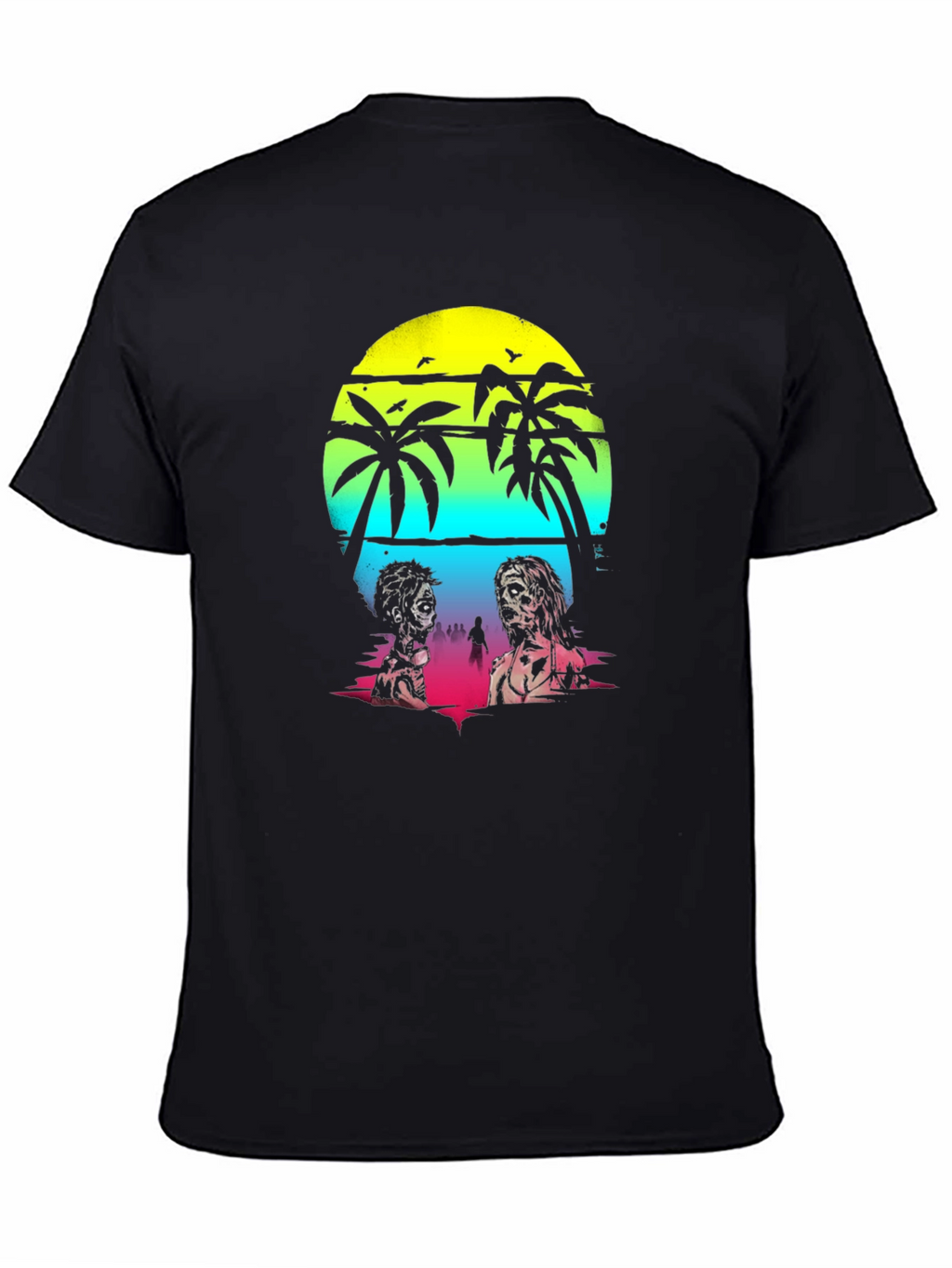 Zombie Beach T-Shirt: Sunset Palm Design